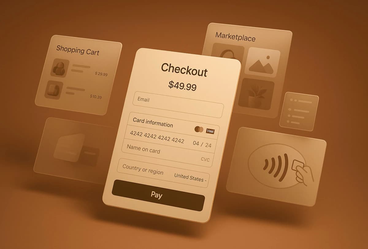 Schermata di una pagina di checkout e-commerce con riepilogo carrello e metodi di pagamento