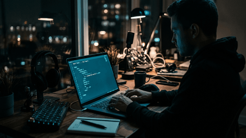 Schermata di codice React con componenti server e client su un editor VS Code scuro