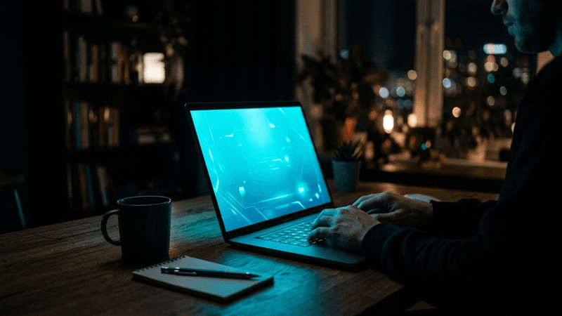Mano che firma un documento contrattuale su scrivania con laptop aperto sullo sfondo, rappresentazione della scelta di un fornitore digitale
