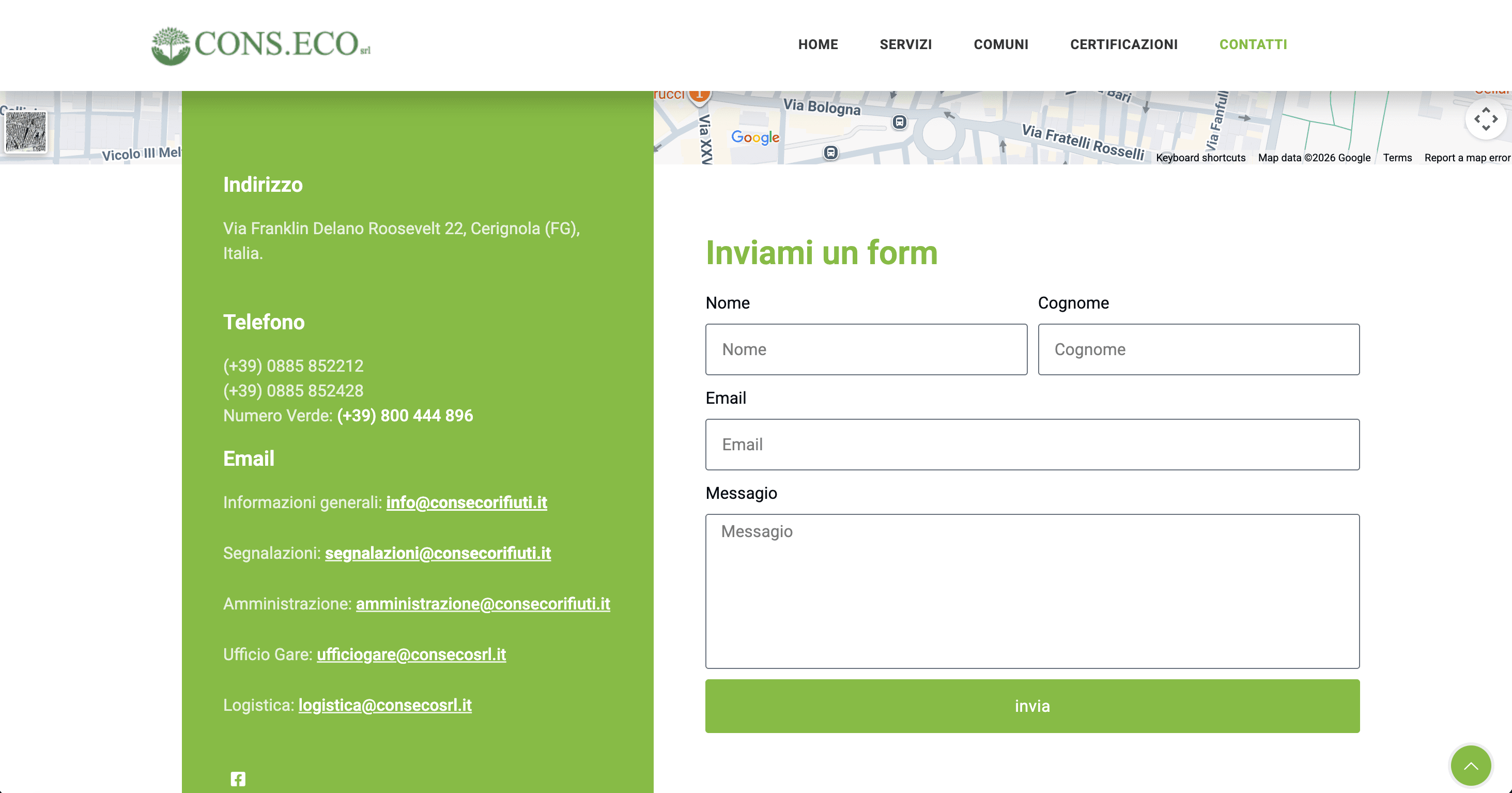 Sezione richiesta preventivo su consecorifiuti.it