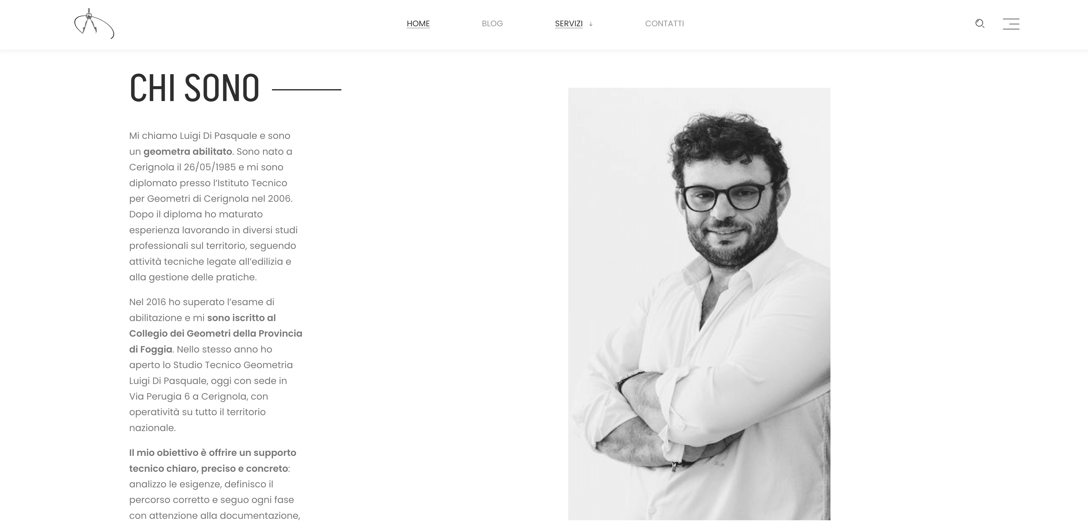 Sezione chi sono del geometra Luigi Di Pasquale: bio professionale e presentazione dello studio tecnico a Cerignola