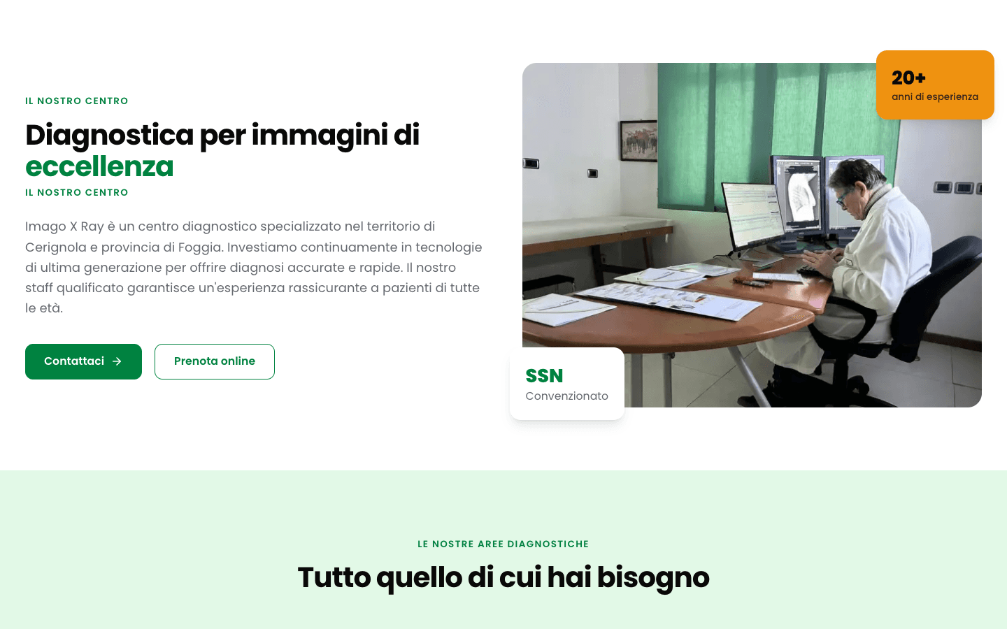 Sezione chi siamo di imagoxray.it: diagnostica di eccellenza SSN convenzionata a Cerignola