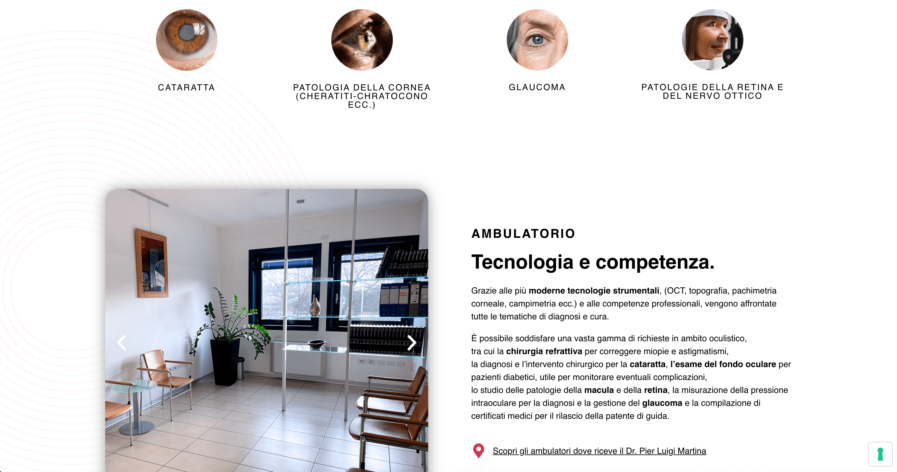 Sezione servizi oculistici su martinapierluigioculista.it