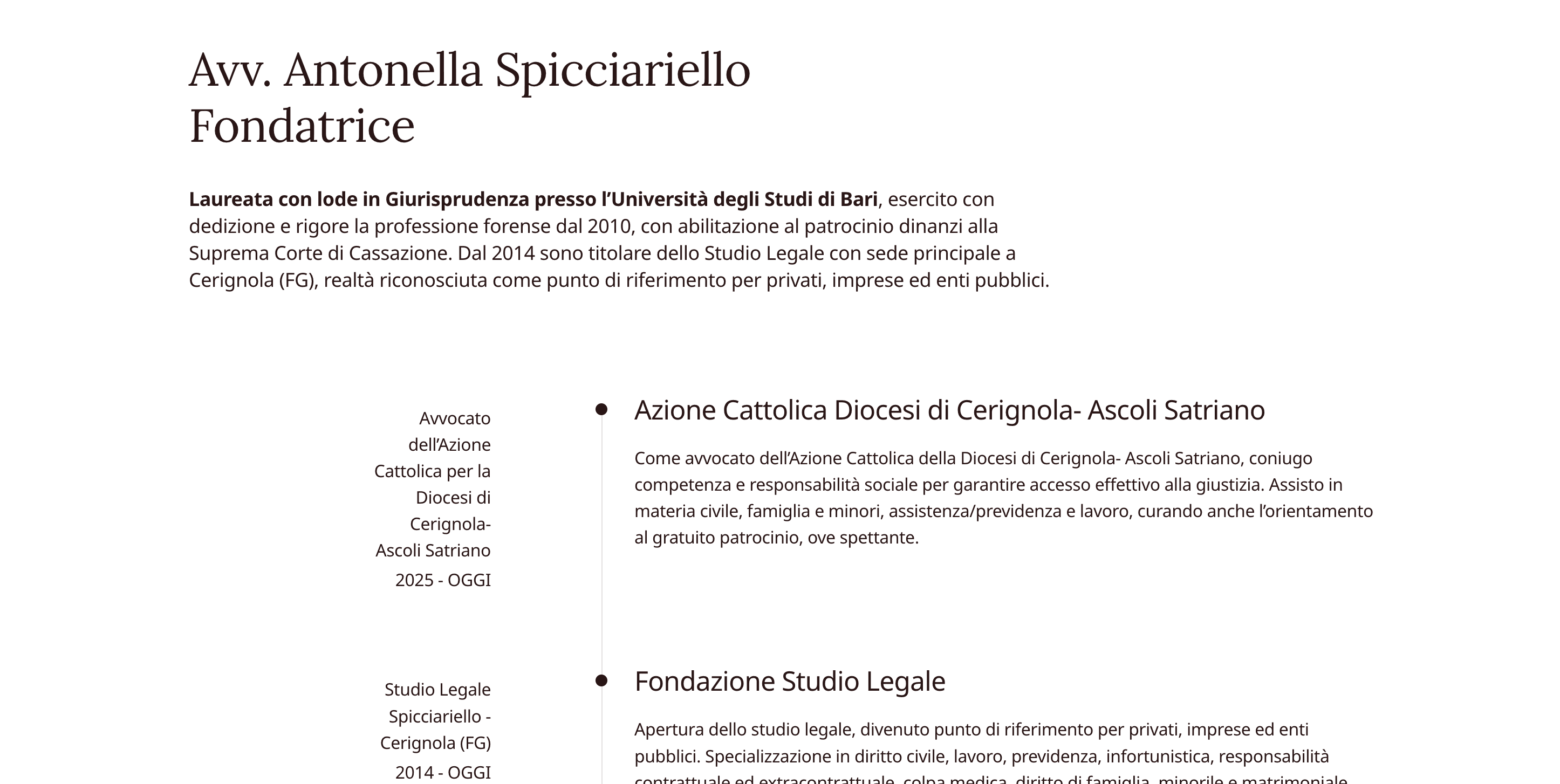 Sezione aree di pratica su studiolegalespicciariello.it
